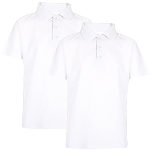 A2Z 4 Kids Boys Cotton T-Shirt Plain - PL Polo T Shirt White 2 Pack 5-6