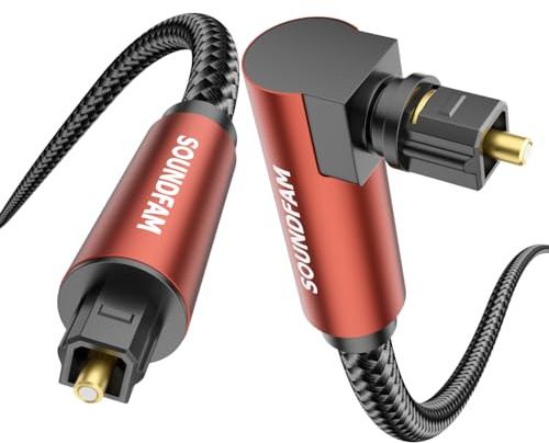 90° Optical Audio Cable 3ft with 360° Swivel Right Angle Toslink Connector
