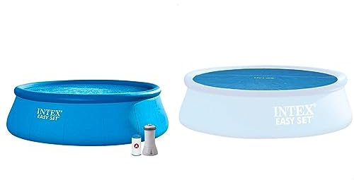 Intex - 26168NP - Kit Piscine Easy Set Autoportante (Ø) 4,57 X (H) 1,22M & 29023 - Bâche A Bulles Diam 4,48M pour Piscine Diam 4,57M