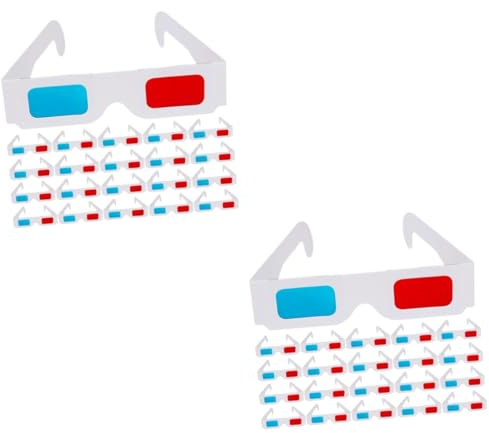 Gatuida 3D-Computerbrille 80 Stück Papier-3D-Brillen Schnapsgläser Einweg-Tv-Brillen Videobrillen 3D-Anaglyphenbrillen Rot Blau Cyan Videodisplay-Brillen 3D-Filme Brillenrahmen 3D
