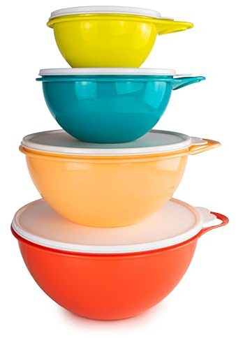 Tupperware Maximilian Schüssel 4,5 L lachs + 3 L apricot + 1,4 L türkis + 600 ml gelb (inkl. Snackbox)