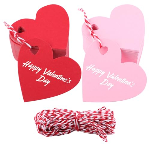 200 Stück Geschenkanhänger, Geschenkanhänger Herz, Geschenkanhänger Kraftpapier Mit 10M Schnur, Kraftpapier Anhänger, Valentinstag Deko, Herzen Deko für Hochzeit, Geburtstag, Valentinstag