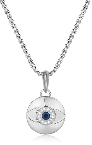 GAVU Evil Eye Halskette mit Edelstahl Kette Nazar Auge Kette für Damen Herren Böse Blick Anhänger Halskette für Männer Frauen Silber 60cm