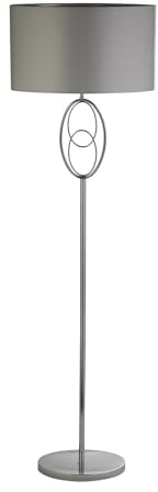 Licht-Erlebnisse Stehleuchte niedrig 151 cm aus Stoff Metall in Silber Chrom E27 Modern Stehlampe Wohnzimmer Bodenleuchte