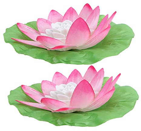 UNbit Krathong Lilie LED Mode 2 Stück künstliche Pflanzen for Dekor, LED-Blumen-Nachtlampe, Solar-Schwimmbecken-Lichter, Festival, Wasserlicht, rosa Licht, Nachtlicht