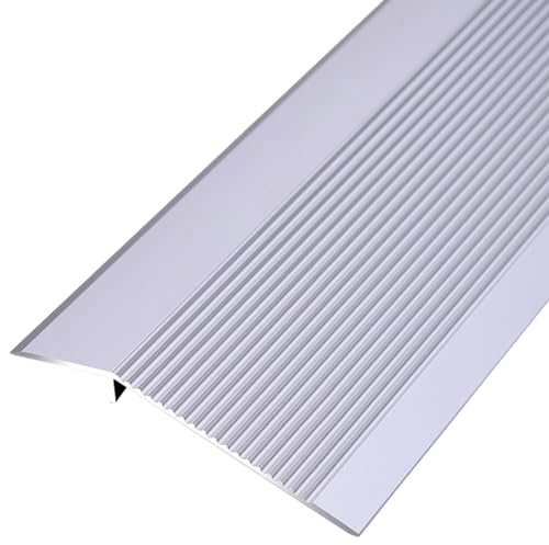 MPOWRX Threshold Strip Non Slip Transition Divider Strip, Hardwood Floors/Wood/Tiles Threshold Cover, Aluminum Alloy Edge Decorative Strip for Bedroom Doorway Carpet (Color : Silver), 753951