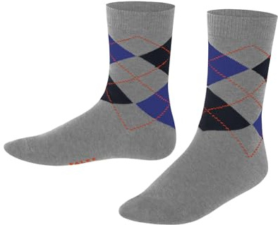 FALKE Unisex Kinder Socken Classic Argyle K So Baumwolle gemustert 1 Paar, Grau Light Grey Melange 3390, 39-42