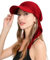 ZLYC Damen Sommer Chemo Kopfbedeckung mit Krempenvisier Vorgebundene Leichte Beanie(Einfarbig Burgund),Einheitsgröße