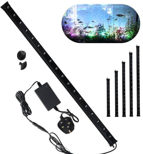 Aquarium LED Lights Air Bubble Diffuser Light Bar Waterproof Fish Tank Light with Air Bubble Light Curtain (55cm)