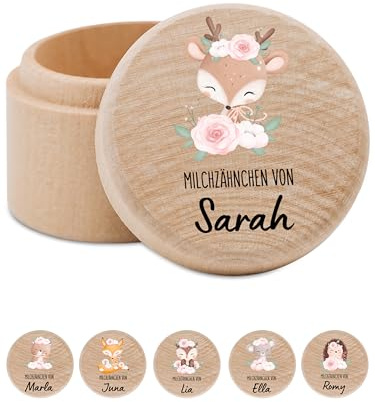 Bärenfreunde Zahnbox für Milchzähne personalisiert, Milchzahndose Mädchen | Kinder Zahndose Junge, Erste Locke, Nabelschnur Dose Baby, Aufbewahrung, Box, Hund, Personalisiertes, Jungen