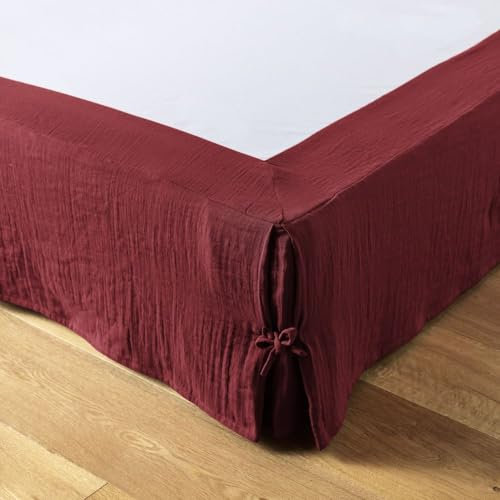 Cache sommier 140x190 cm Gaze de Coton Lie de vin