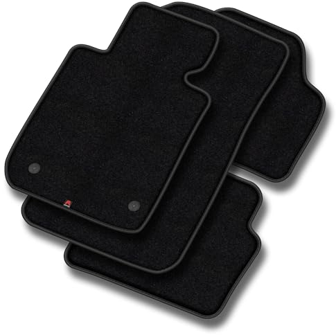 SMK Velours Premium fussmatten Auto passend für BMW 3er E46 1998-2004 - Premium, Matt, Schwarz fußmatten Auto - Erleben Sie neuen Fahrkomfort mit einem Velours- Auto fußmatten Satz für Ihr Auto