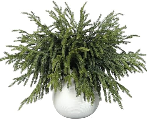Norfolk Fir Branches Real Touch 18 Inch Artificial Christmas Greenery Branches Artificial Green Stem Artificial Cedar Wood Picks for Vase Crafts Garland Wreath Christmas