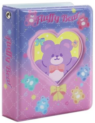1 Stück Photocard Binder Sammelkarten Alben Mini Fotoalbum Kpop Photocard Halter 40 Taschen (Flauschiger Bär)