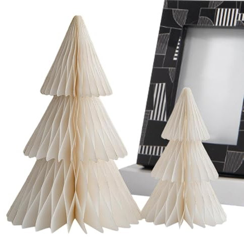 Sapin de Noël en Papier - Petit Arbre de Bureau Décoratif | 2 Arbres Multicouches pour Ornement de Table