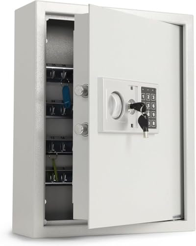 Floordirekt Armario para llaves con código numérico – Caja para 133 llaves – Caja fuerte con llavero, material de fijación y llave de emergencia