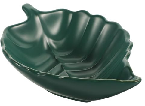 OFFSCH Banana Leaf Ceramic Plate Dessert Plate Green Small Tableware for Kitchen and Snack