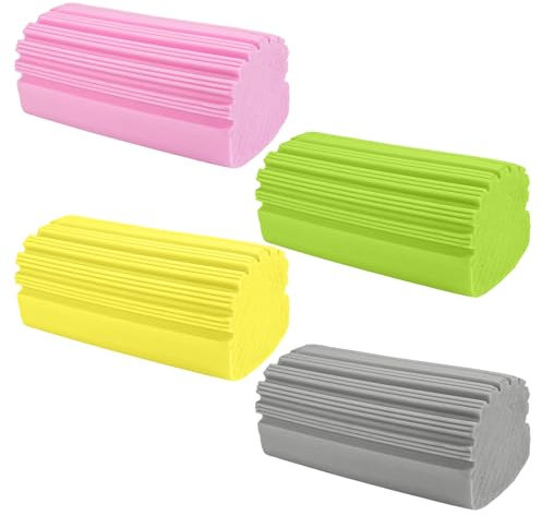 4 Piezas Esponja Atrapapolvo,Esponja Magica Limpieza Reutilizable,Esponja Mágica Atrapapolvo Absorbente,Plumero Humedo Esponja para Vajillas, Cocinas, Suelos, Sofás (Gris, Rosa, Amarillo, Verde)