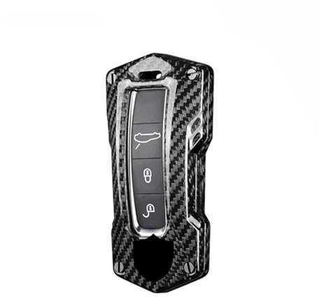 Étui de protection pour clé télécommande intelligente de voiture en fibre de carbone avec porte-clés, Compatible Pour Porsche Macan Taycan, Panamera, 911, Cayenne(Style a)