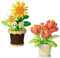 WACH AUF 2 Piezas Mini Maceta Bloques Construcción 214 pcs + 279 pcs Juego Bloques Construcción Pequeño Flores Plantas Bonsai Suculentas Flores Artificiales para Adultos y Niños(Girasol + Peonía)