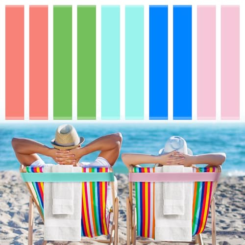 Classicseali 10 Stück Strandtuchhalter Clips,Handtuch Band für Strandliegen | Handtuchbänder für Strandliegen für Strand,Pool,Kreuzfahrt,Campingstühle,Elastische und Langlebige Strandtuchhalter, Bunte