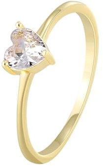 KnSam Echtes Verlobungsring 14 Karat 585 Gold, Herz Eheringe mit Moissanit (Herzschliff Weiß), 14K Gelbgold Pärchen Ringe, Gr.58 (18.5)