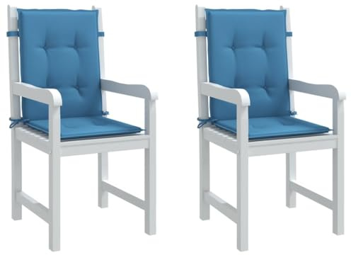 ZQQLVOO Niedriglehner-Auflagen 2 STK. Melange Blau Niedriglehner-Auflagen Outdoor, Polyester-Kissen mit UV-Schutz und rutschfestem Design für Gartenmöbel. 100x50x4 cm S