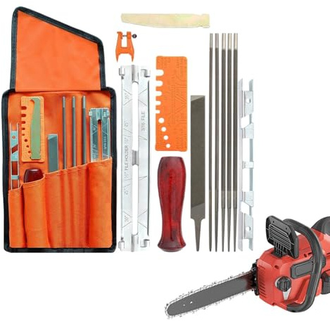 Kettenschärfgerät für Kettensäge | Set mit 14 Feilen für Kettensäge | Zubehör für temporäre Reparaturen, Wartung von Holz, Außenbereich, Bauernhof, Garten, Allee, Terrasse