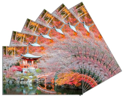 Wallario 6er Set Frühstücksbrettchen aus Glas, Glasunterlage, Glasbrettchen Japanischer Herbstzauber, Größe 14 x 23 cm, Sicherheitsglas