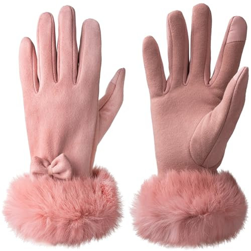 Vagasi Handschuhe Damen Winter Thermo Handschuhe Damen Touchscreen Gloves Warme Winddichte Winterhandschuhe für Geschenk Skifahren Radfahren