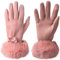 Vagasi Guanti Invernali Donna Touch Screen Termici Antiscivolo Pelle Eleganti, Nodo rosa