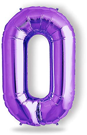 FUNXGO® Folienballon Zahl 0 lila - Riesenzahl Ballon ca.100 cm - fliegt mit Helium - 0 geburtstag luftballon - Deko zum Geburtstage, Party, Hochzeiten - Ballon 0 lila