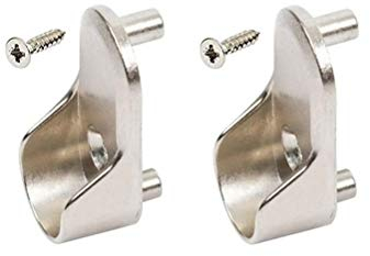 Oval Wardrobe Rail END Supports Rail Brackets 15mm Wide Nickel Plated Silver x2
