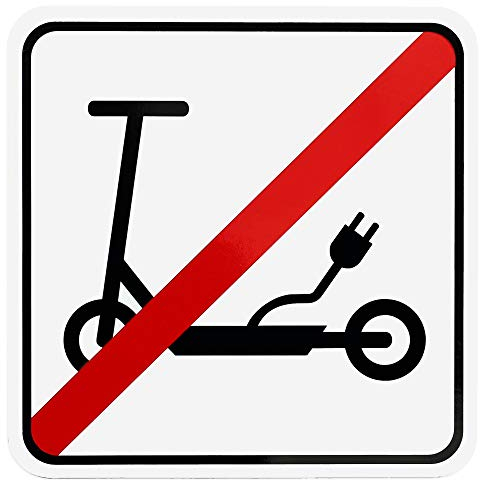 Magnetschild E-Scooter verboten | Schild magnetisch mit Elektro-Roller Piktogramm | Wetterfest - Geeignet für Innen/Außen (15 x 15 cm)