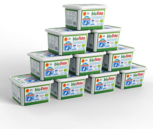 Vassilitsa BIO Feta BIO Schafkäse - 10x 1kg - BIO Fetakäse BIO griechischer Feta Schafskäse in Salzlake Sheep Cheese 43% Fett i.Tr. aus Griechenland 70% Schaf 30% Ziege Plastikbehälter Biologisch