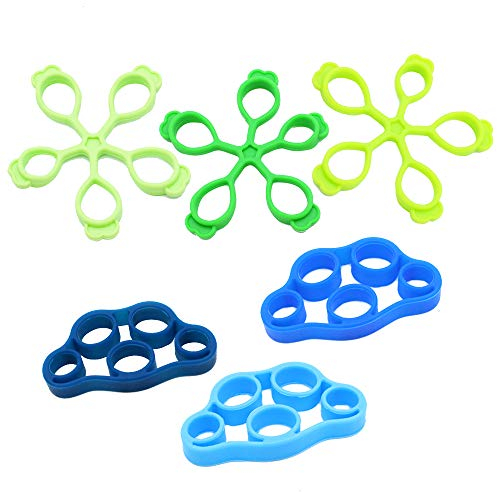 TXErfolg 6 Stück Fingertrainer Silikon Handtrainer Ring 3 Stärken für Verbessern Gelenkentzündungen Finger Flexibler Fitness Gitarrenfinger Klettern Griffe Workout Krafttranieren Handrehabilitation