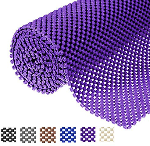 Shelf Liner Non-Slip Mat - 12 X 6.5' Grid Pattern PVC - Anti-Slip Mat for Kitchen Cabinets, Wire Shelving, Pantry, Dresser, Refrigerator (Purple)