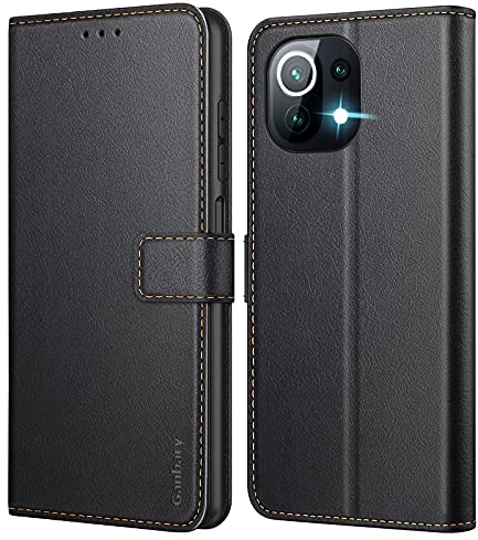 Ganbary Funda Compatible con Xiaomi Mi 11 Lite 4G/5G/5G NE, Funda Movil Carcasa PU Cuero con Ranura para Tarjeta, Cierre Magnético, Función de Soporte para Xiaomi Mi 11 Lite 4G/5G/5G NE, Negro