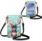 Biyejit Kleine Crossbody Handytasche für Frauen Handy Schultertaschen Kartenhalter Brieftasche Geldbörse Touchscreen Tasche, Blumen-Hirsch