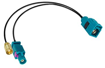 Vecys Fakra Z Buchse zu Fakra Z Stecker zu SMB Buchse Adapter Splitter Kabel RG174 30cm / 12in Kompatibel mit DAB Auto LKW Radio Stereo Receiver Tuner