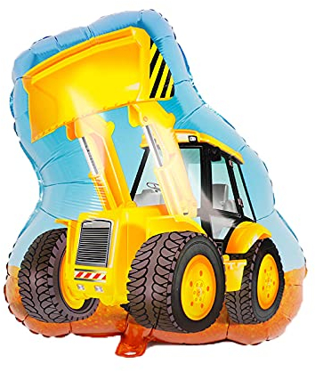 ballonfritz® Bagger Ballon - XXL Radlader Luftballon 90x70x25cm als Geburtstagsgeschenk, Party-Deko oder Überraschung für den Kindergeburtstag