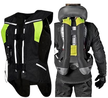 YXYECEIPENO Fahrrad-Airbagweste Anti-Sturz-Reflexweste Für Lokomotive Airbag Geeignet Für Motorradfahren Und Reiten (Keine CO2-Gasflasche)(C black,XXL)