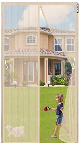 Zanzariera Magnetica 180x240cm Tenda zanzariera Magnetica,Zanzariere su Misura Chiudi Automaticamente Impedendo agli Insetti di Entrare per Porte d'IngressoPorte Cortili - Beige