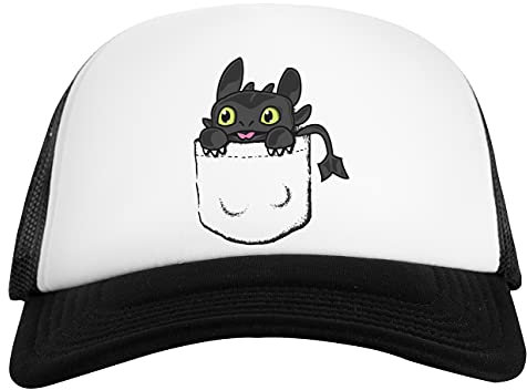 Tasche Drachen Zahnlos Weiß Schwarz Unisex Baseball Cap White Black