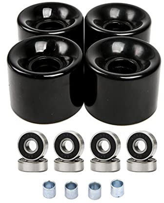 SM SunniMix Skateboard Rollen mit Kugellager 60mm Street Wheels Skateboard Tricks, 4er Set - Schwarz Schwarz Abdeckung