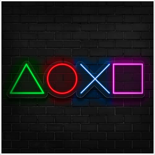 Neon controller PS4 25,96 x 96,6 cm | Neon LED flessibile con i pulsanti Play Station | Neon video gioco per la decorazione di stanze e qualsiasi spazio divertente per i giocatori