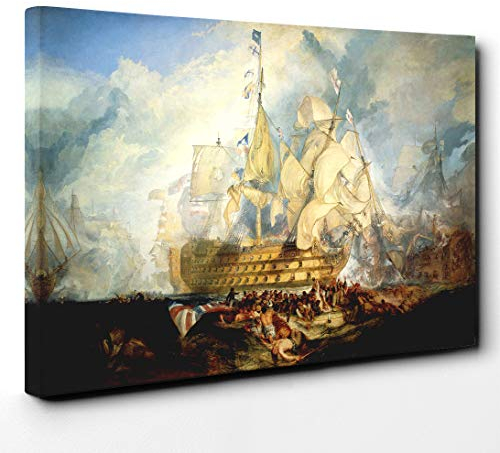Big Box Art J.M.W. Turner The Battle of Trafalgar Canvas Wall Art Print Ready to Hang Picture, 30 x 20 Inch (76 x 50 cm), Multi-Coloured