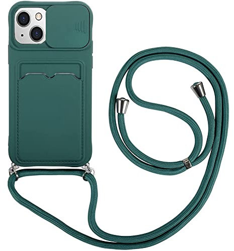 Wishcover Coque Protection de la Caméra Étui pour iPhone 13,Housse avec Lentille Coulissante Antidérapant Couverture,Collier de Réglable,avec Cordon Case TPU Bumper.