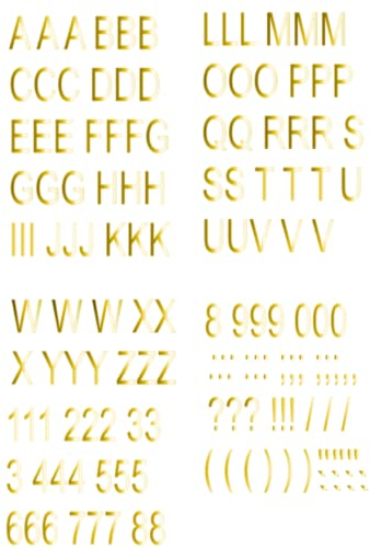 Generisch Alphabet ABC Buchstaben Zahlen Aufkleber Set Klebebuchstaben 309/1 (4 cm hoch, Gold Glanz)