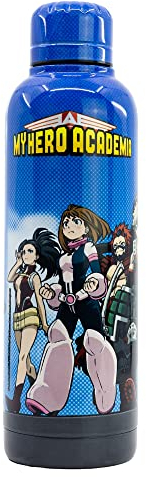 Stor My Hero Academia - Bouteille transportable en Acier Inoxydable - Gourde réutilisable - Héros - Deku - All Might - Gris - 515 ML